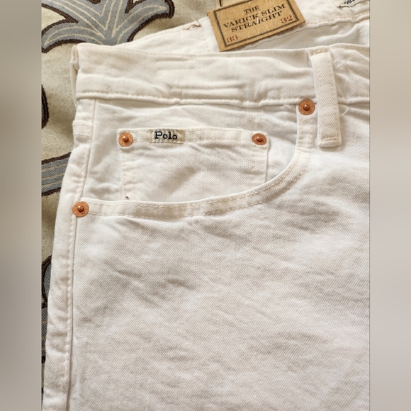 Sold!! POLO RALPH LAUREN VARICK SLIM STRAIGHT FIT MEN'S JEANS WHITE 33X32 NWT! - Picture 8 of 12